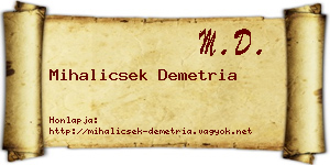 Mihalicsek Demetria névjegykártya